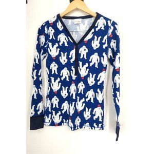 HANNA ANDERSSON Adult Pajama separates top nwt Yeti BLUE & WHITE SZ SMALL ORGANI